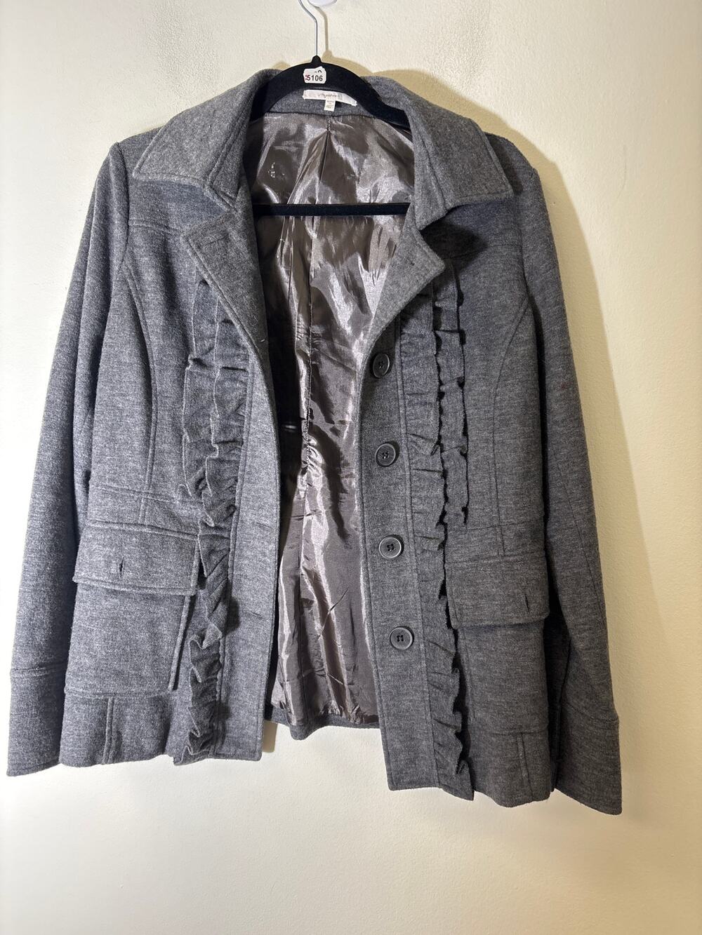 Mystree Gray Wool Blend Coat Sz M